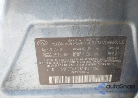 2010 Hyundai Sonata Gls from USA, damaged, VIN 5NPET4AC3AH584296